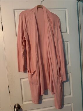 Belle by Kim Gravel Pink Open-Front Long Cardigan